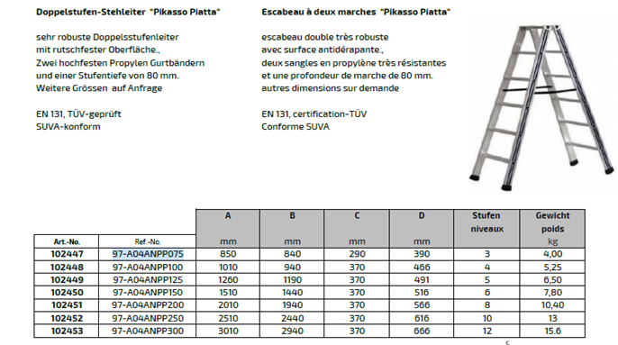Doppelstufen-Stehleiter "Pikasso Piatta" 3 Stufen - 1