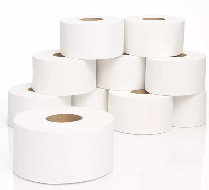 Jumbo-Toilettenpapier, 3-lagig, Zellstoff weiss, Ø 19 cm, 12 Rollen - 1