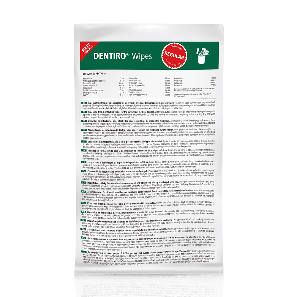 DENTIRO® Wipes  Desinfektionstücher  Nachfüllbeutel 120 Stk - N01.041084 - 1