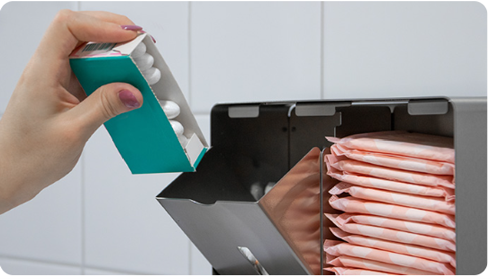 ‌Spender für Binden und Tampons, weiss - 1