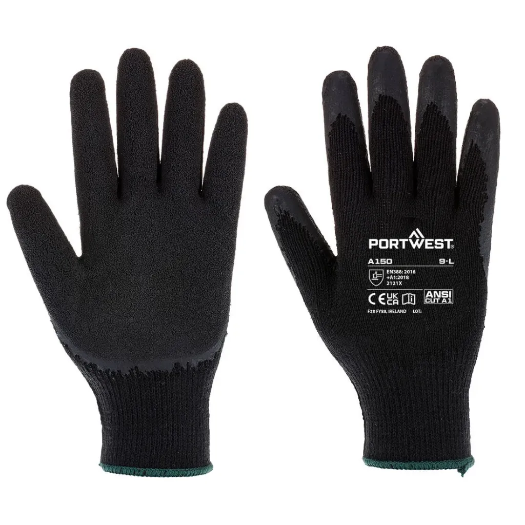 [A150K8RM] Schutzhandschuhe Klassischer Grip Latex A150 (Schwarz, M)