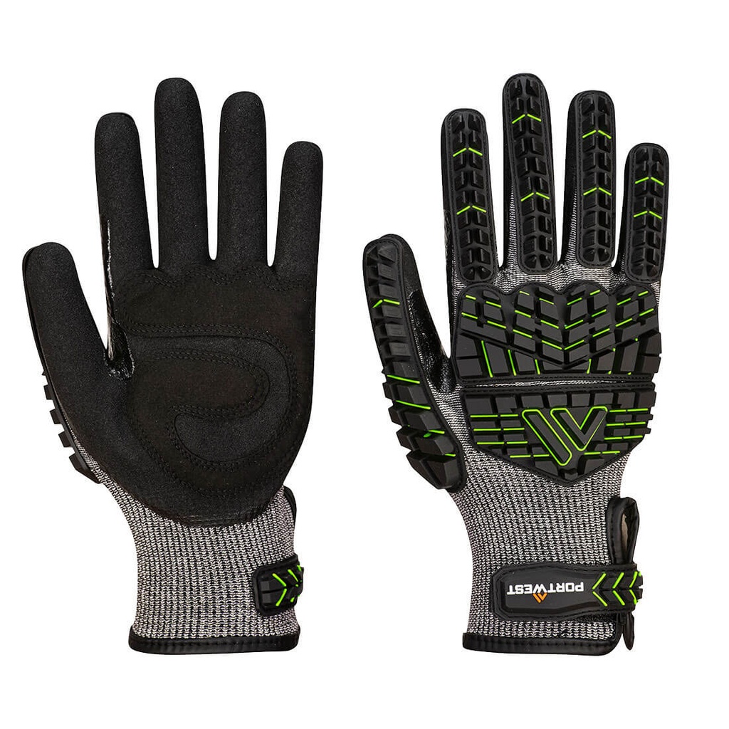 [A755K3RXS] Stosschutzhandschuhe A755 - VHR15 Schwarz/Grün (XS)