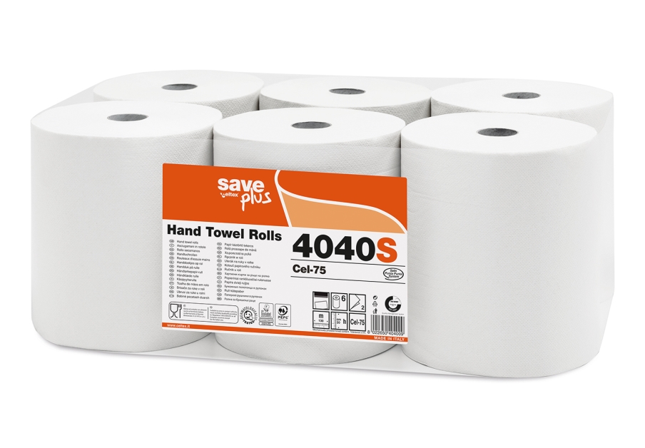 [C4040S] Papierhandtuchrolle 2-lg 130 m, Save-Nicht Perforiert 1x 6