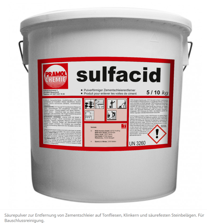 [13008.00119] Reinigungschemie Sulfacid 10 Kg Zementschleier Entferner Pulver