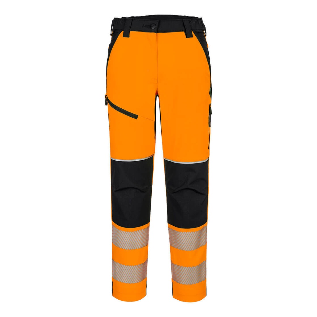 [T141OBRXS] Warnschutz Stretchhose für Damen T141 (Orange / Schwarz, XS)