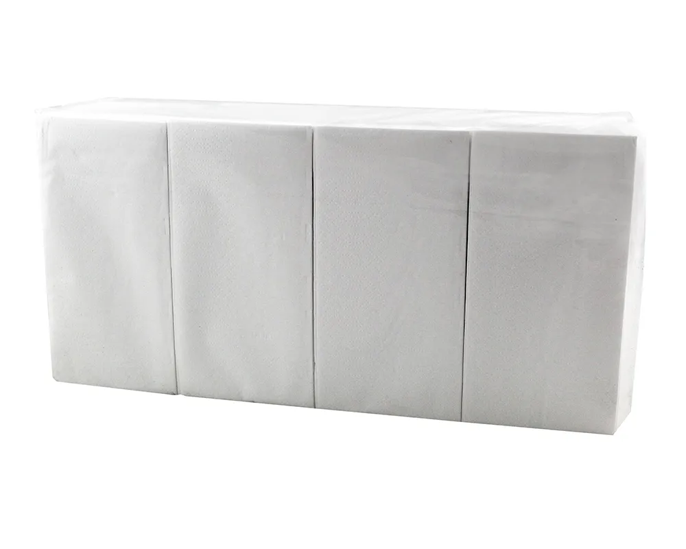 Serviette TOPWERT 33 x 33cm 3-lagig, 1/8-Kopffalzung weiss.