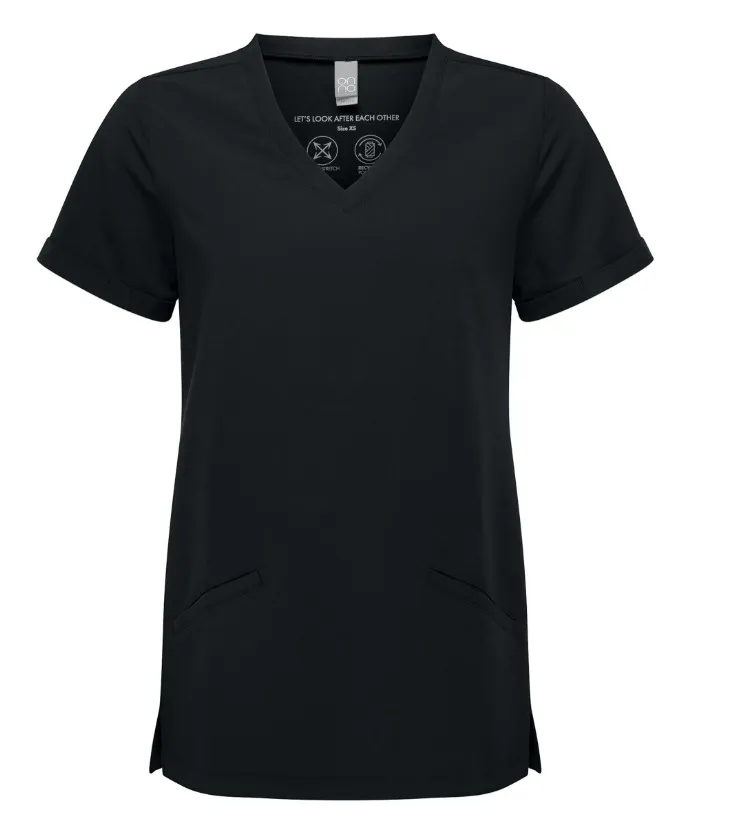 Tunika mit Stretchanteil und kurzen Ärmeln, Damen NN310 (Schwarz, XS)