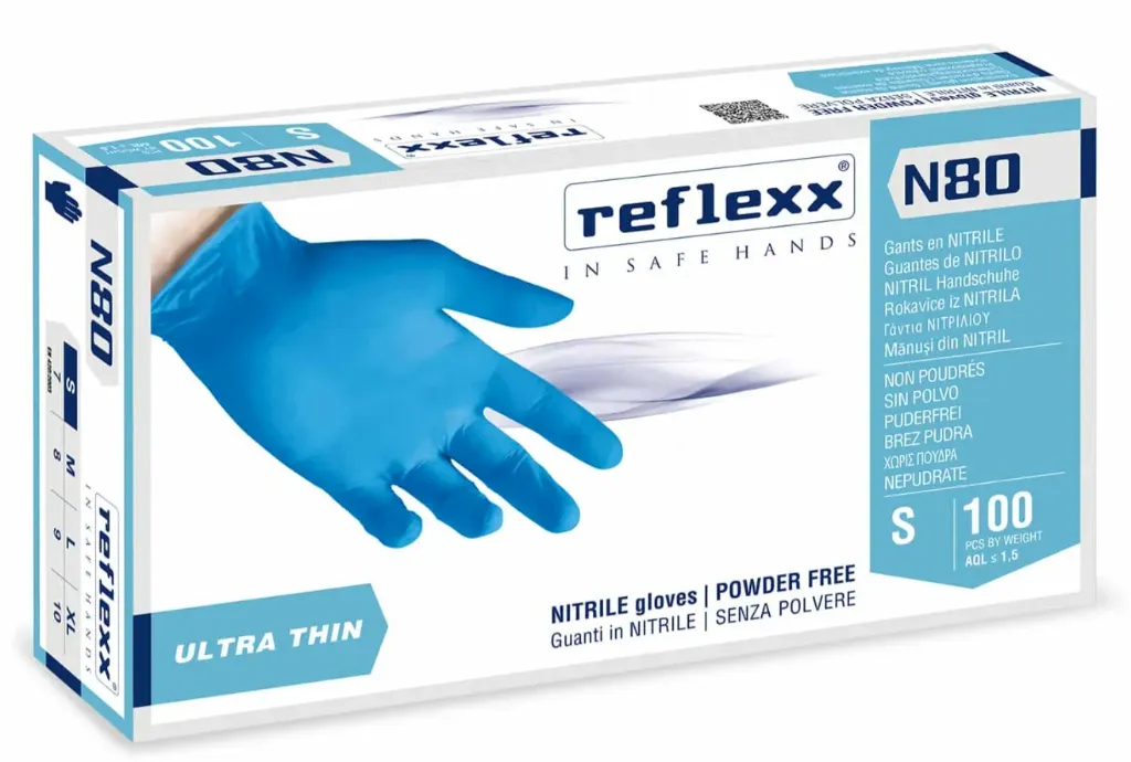 [N02.301317] Einweghandschuhe Nitril puderfrei Reflexx N80 (S)