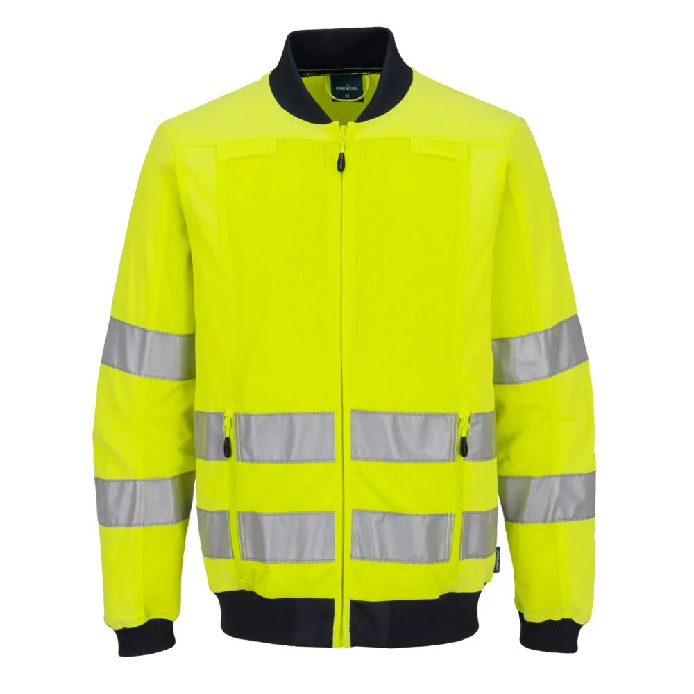 [T164YNRS] Warnschutz Mesh Panel Arbeitsjacke T164 (Gelb / Marine, S)