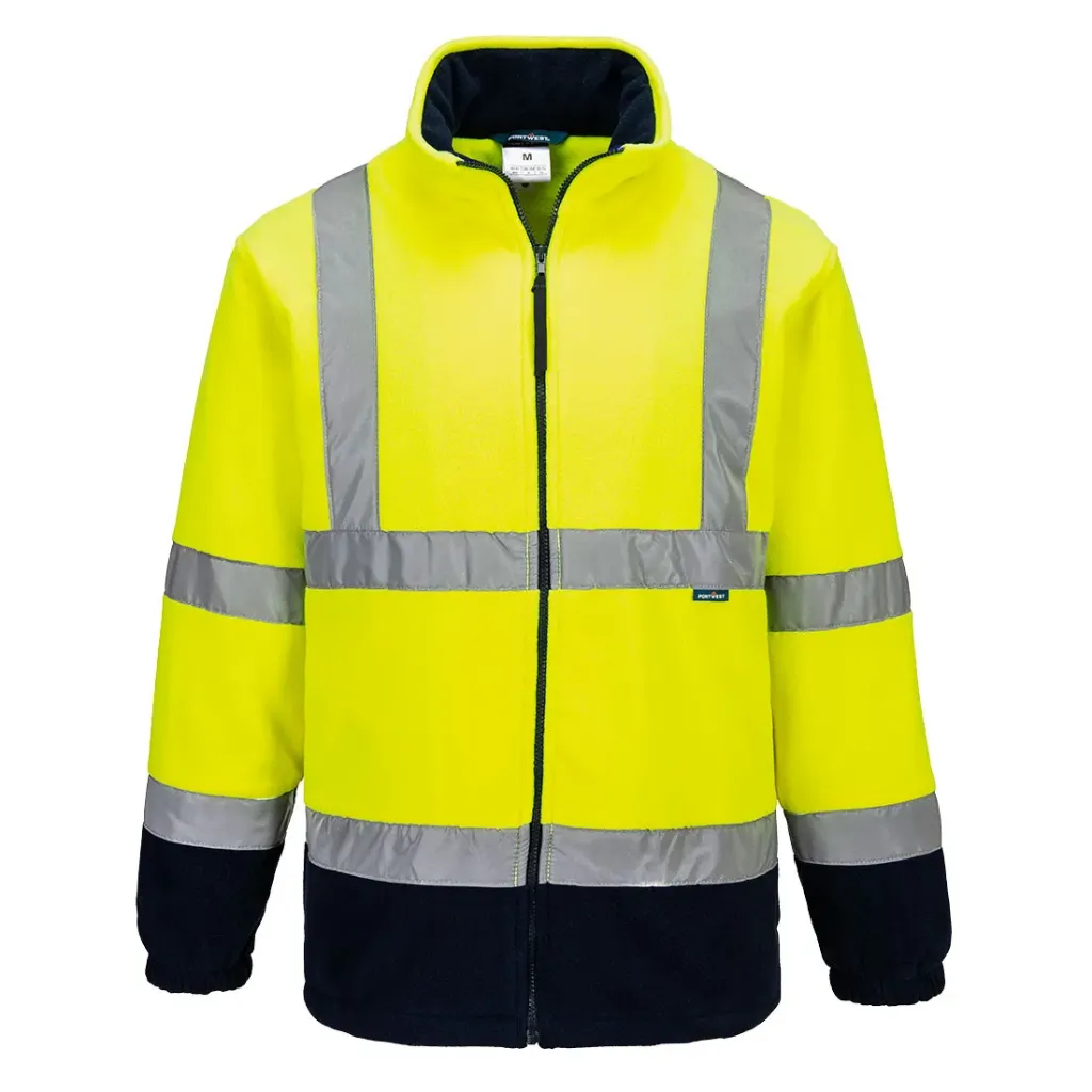 [F301YNRXS] Hi-Vis Kontrast Fleecejacke F301 (Gelb / Marine, XS)