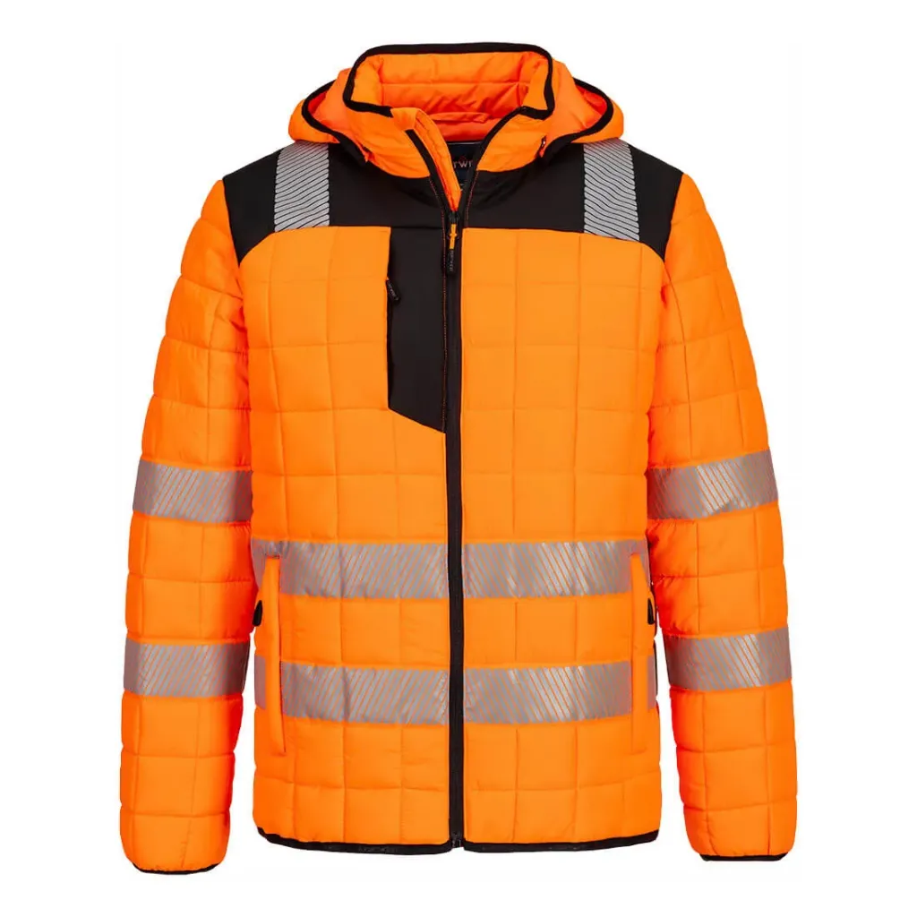 [T165OBRS] Hi-Vis quadratisch gesteppte Jacke T165 (Orange / Schwarz, S)