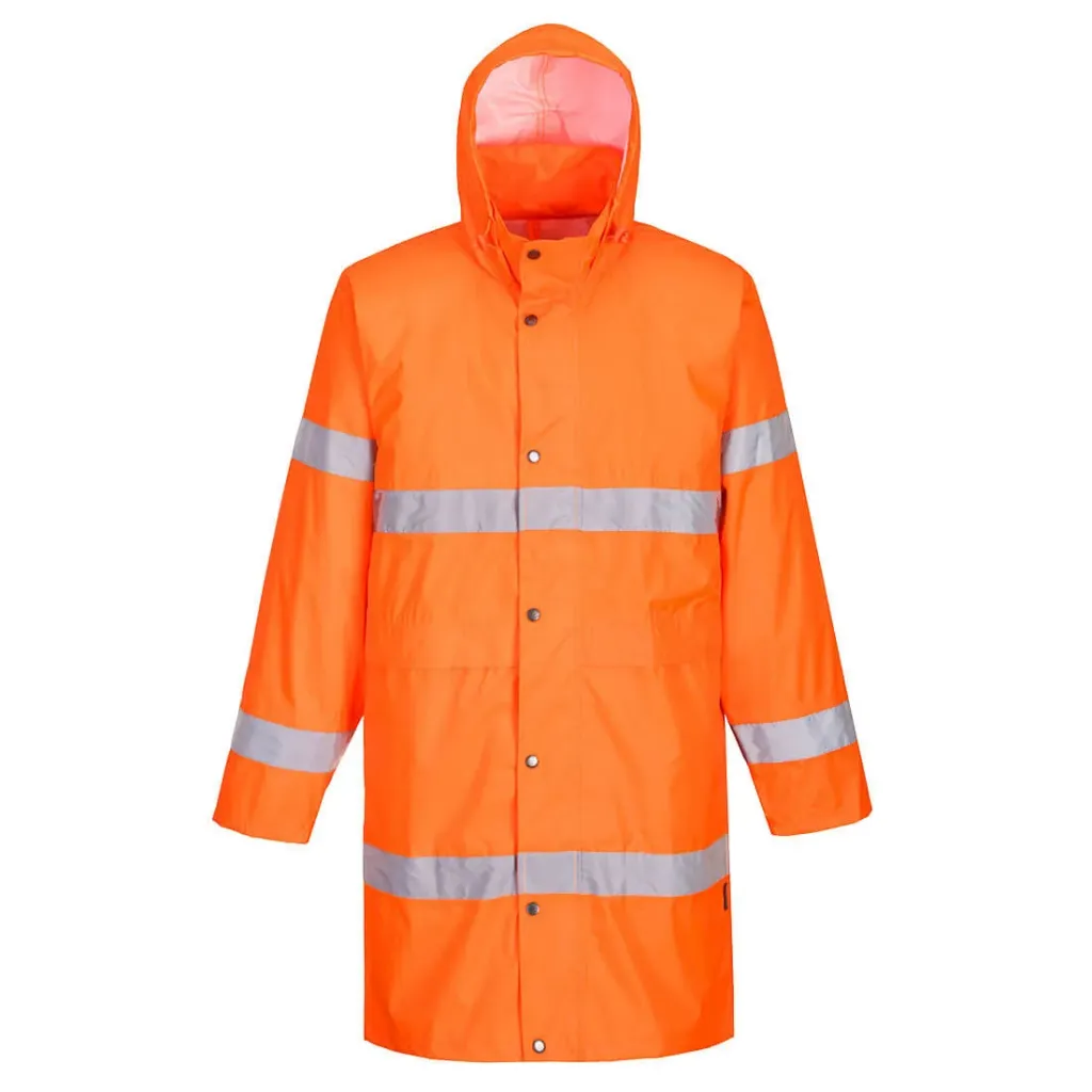 [H442ORRXS] Hi-Vis Regenmantel 100cm H442 (Orange, XS)