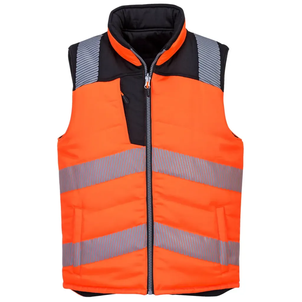 [PW374OBRXS] Hi-Vis Wende Winterweste PW374 (Orange / Schwarz, XS)