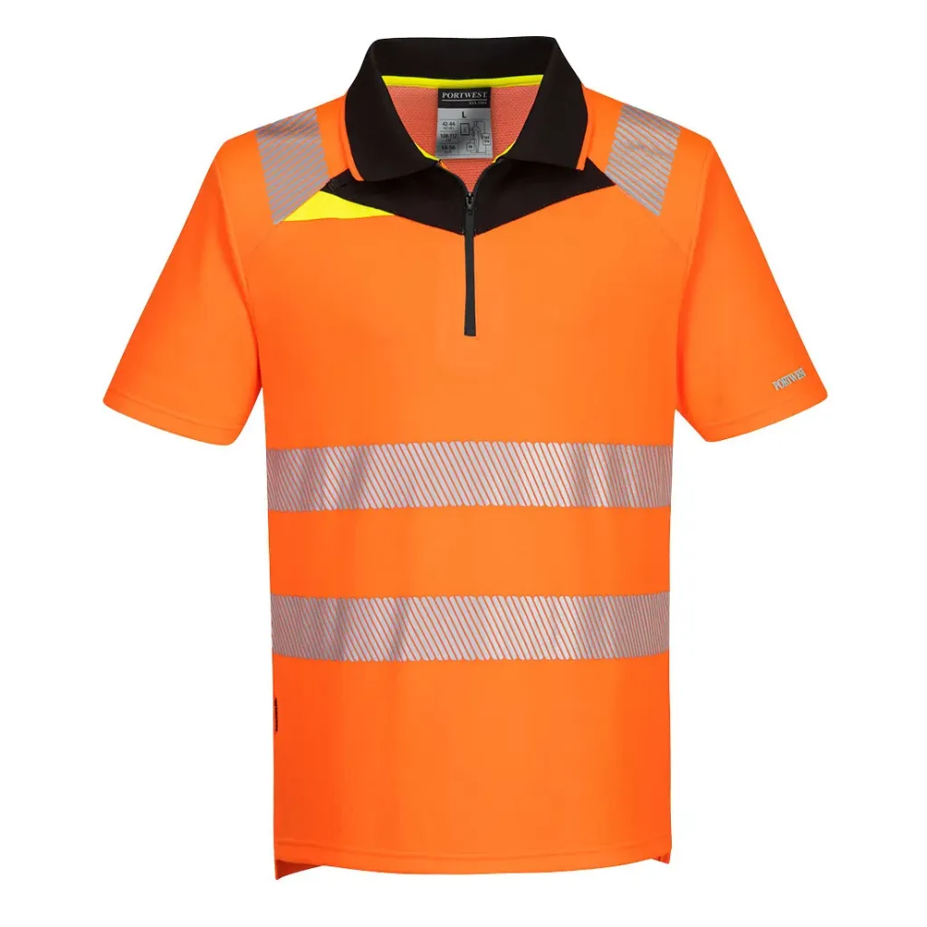 [DX412OBRS] Hi-Vis Polo Shirt DX412 (Orange / Schwarz, S)