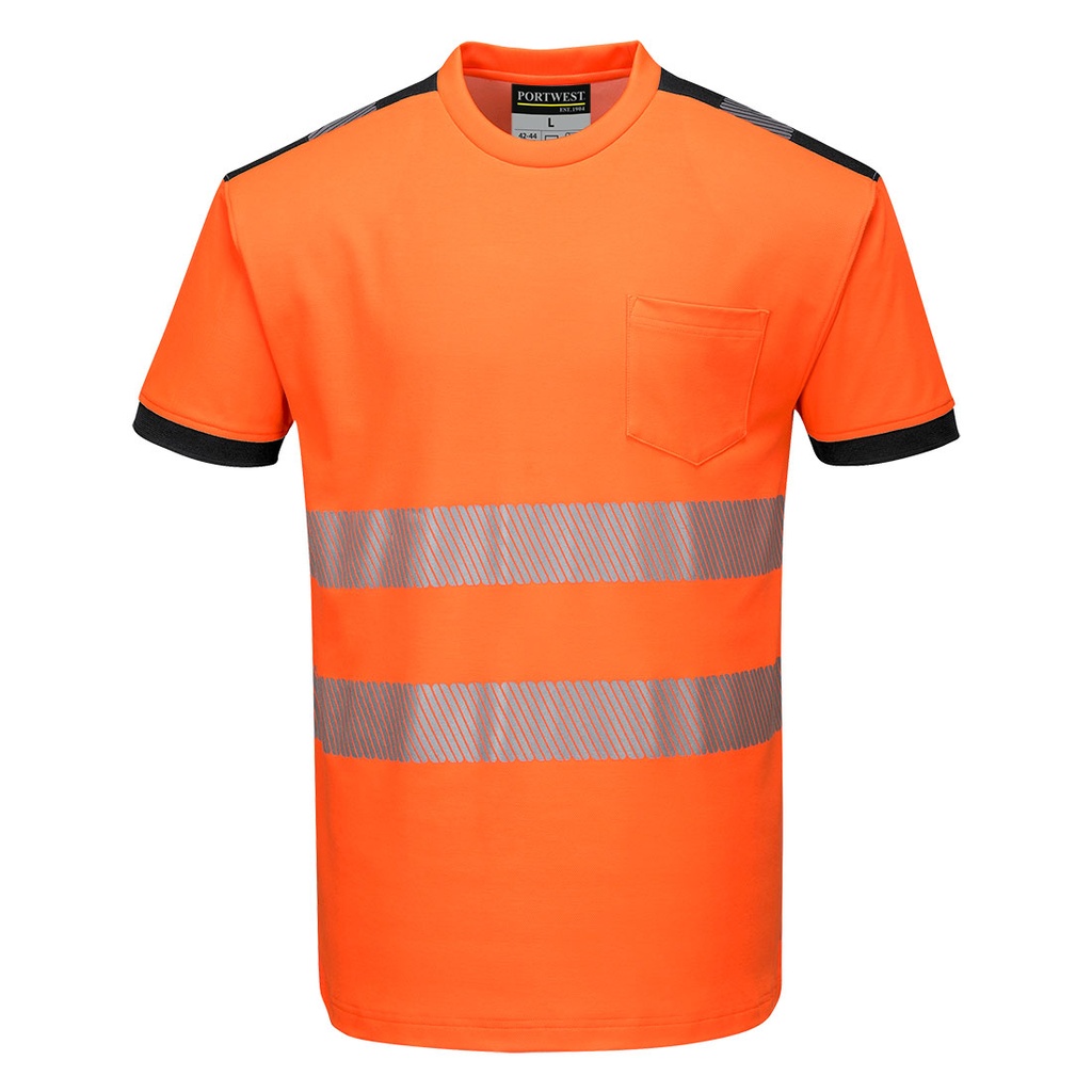[T181OBRXS] Warnschutz Cotton Comfort T-Shirt T181 (Orange / Schwarz, XS)