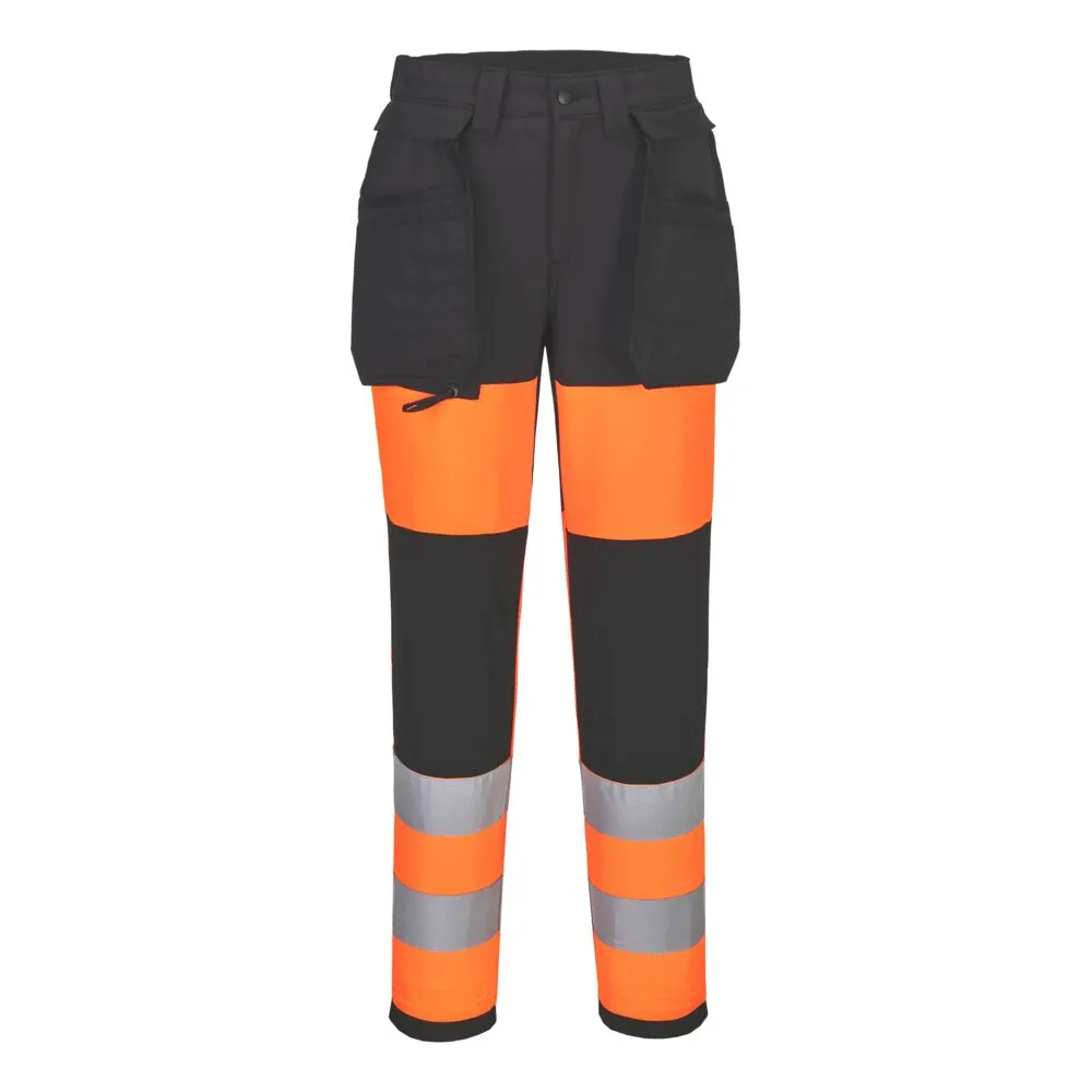 [CD847OBR24] Eco Hi-Vis Damen Stretch Bundhose CD847 (Orange / Schwarz, 32)