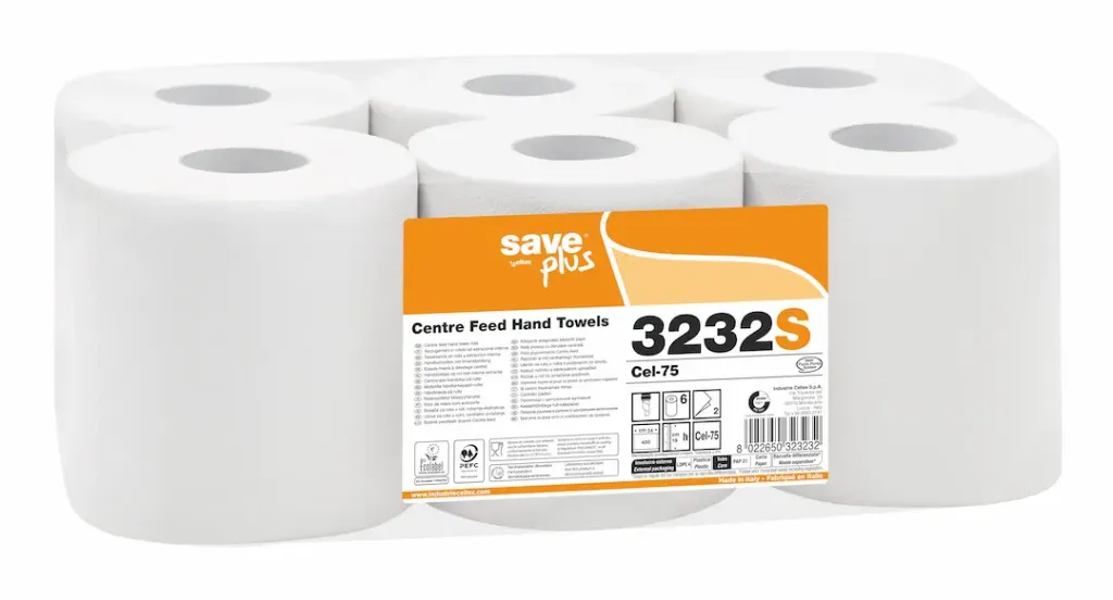 Papierhandtuchrolle Celtex 2-lagig, Save Maxi weiss 108m