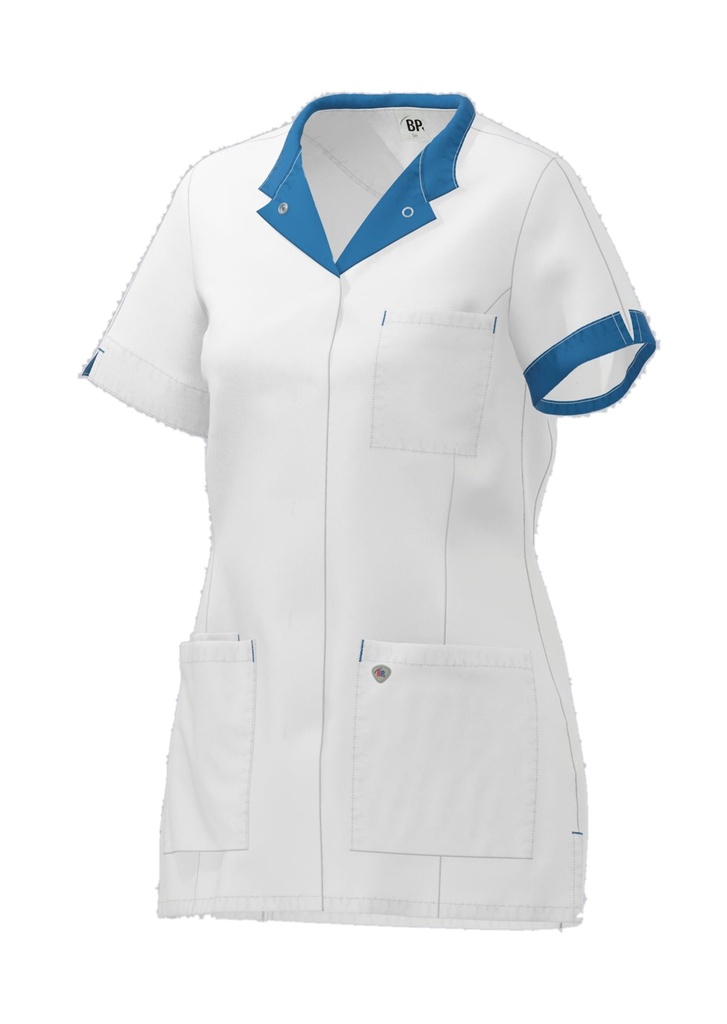 [1600-485-2106-XSn] BP® Kasack für Damen 1600-485 (XS, Weiss / Azurblau)