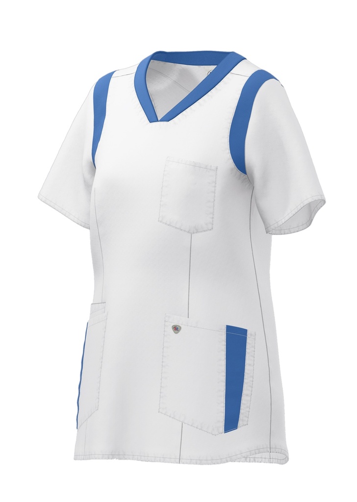 [1708-684-2106-XSn] BP® Leichter Schlupfkasack für Damen 1708-684 (XS, Weiss / Azurblau)